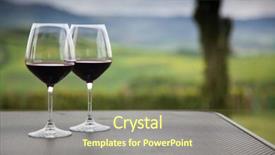  Presentation with wine - Colorful presentation design enhanced with two glasses of red wine backdrop and a  colored foreground