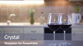  Presentation with two glasses of champagne - Presentation theme with two glasses of red wine background and a gray colored foreground