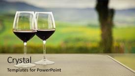  Presentation with tuscany - Presentation design having two glasses of red wine background and a coral colored foreground