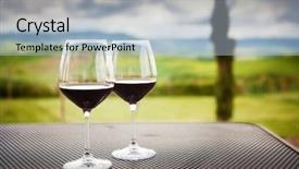  Presentation with wine - Beautiful PPT theme featuring two glasses of red wine backdrop and a light blue colored foreground