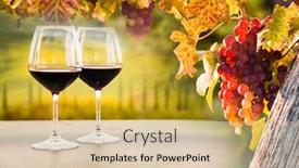  Presentation with wine - Presentation design featuring two-glasses-of-red-wine background and a coral colored foreground