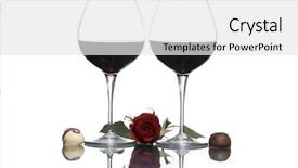  Presentation with chocolate wine - PPT theme having two glasses of red wine background and a white colored foreground