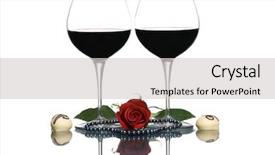  Presentation with black pearl - Colorful slide set enhanced with two glasses of red wine backdrop and a light gray colored foreground