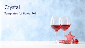  Presentation with christmas red - PPT theme featuring two glasses of red wine background and a sky blue colored foreground