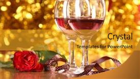  Presentation with christmass - Amazing PPT theme having two glasses of red wine backdrop and a gold colored foreground