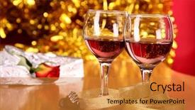  Presentation with christmass - Cool new presentation design with two glasses of red wine backdrop and a gold colored foreground