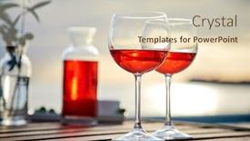  Presentation with blue rose - Beautiful presentation theme featuring two glasses of rose wine with olives against blue water on a pier backdrop and a soft green colored foreground