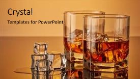  Presentation with scotch - Audience pleasing presentation theme consisting of two glasses of scotch whiskey backdrop and a yellow colored foreground