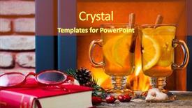  Presentation with book glasses - Slide set having two glasses of tea background and a crimson colored foreground