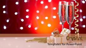  Presentation with fir tree - Colorful slide deck enhanced with decorations on a red background backdrop and a coral colored foreground