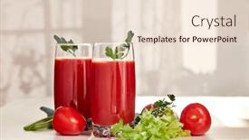  Presentation with tomato juice - Presentation theme featuring two-glasses-with-fresh-tomato background and a lemonade colored foreground