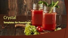  Presentation with tomato juice - Slide set enhanced with two-glasses-with-fresh-tomato background and a tawny brown colored foreground
