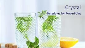  Presentation with mint - Audience pleasing presentation design consisting of two-glasses-with-mint-julep backdrop and a sky blue colored foreground