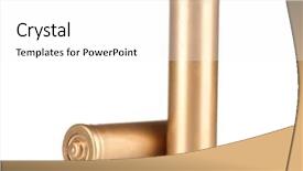  Presentation with batteries - Audience pleasing presentation design consisting of two golden batteries isolated on white backdrop and a white colored foreground