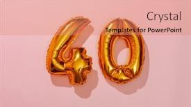  Presentation with balloons - Presentation theme enhanced with two-golden-number-shaped-balloons background and a coral colored foreground