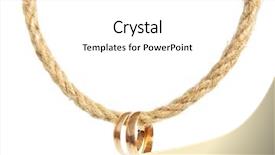  Presentation with rope - Slide set consisting of two golden rings is hanging background and a white colored foreground