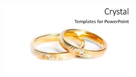  Presentation with golden wedding - Colorful PPT theme enhanced with two golden wedding rings isolated backdrop and a white colored foreground
