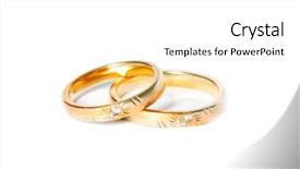  Presentation with golden wedding - Presentation theme featuring two golden wedding rings isolated background and a white colored foreground