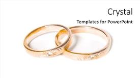  Presentation with golden wedding - Amazing PPT theme having two golden wedding rings isolated backdrop and a white colored foreground