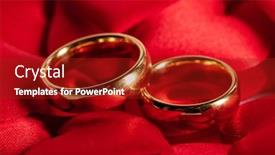 Presentation with golden wedding - Beautiful slide deck featuring two-golden-wedding-rings backdrop and a crimson colored foreground