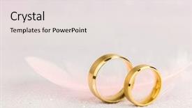  Presentation with golden wedding - Presentation design featuring two golden wedding rings background and a sky blue colored foreground