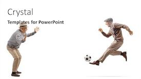 Presentation with soccer - Colorful presentation enhanced with two-grandfathers-playing-soccer-isolated backdrop and a white colored foreground