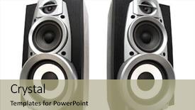  Presentation with speaker - Colorful presentation theme enhanced with two great loud speakers isolated backdrop and a mint green colored foreground