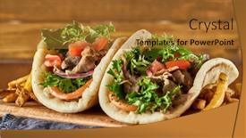  Presentation with greek - Presentation enhanced with two-greek-gyros-with-fries background and a red colored foreground