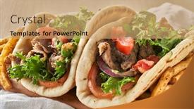  Presentation with greek - Slides consisting of two-greek-gyros-with-fries background and a coral colored foreground