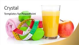  Presentation with orange green white - Cool new slide set with two green dumbells tape measure backdrop and a white colored foreground