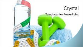  Presentation with tape measure - Presentation theme consisting of two green dumbells tape measure background and a white colored foreground