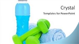  Presentation with water drop green planet - Colorful slide deck enhanced with two green dumbells towel backdrop and a white colored foreground