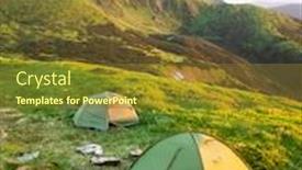  Presentation with green travel - Presentation with two-green-tents-on-amazing background and a tawny brown colored foreground