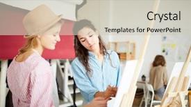  Presentation with octagon two mma fighters standing - Presentation theme featuring two groupmates standing by easel background and a soft green colored foreground