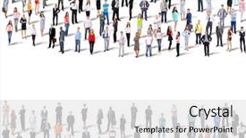  Presentation with groups - Presentation design consisting of two groups of business people isolated over white background background and a white colored foreground