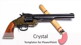  Presentation with gun control - Audience pleasing theme consisting of two gun on white background backdrop and a white colored foreground