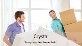  Presentation with real estate - Beautiful slide set featuring two guy - moving real estate and friendship backdrop and a lemonade colored foreground