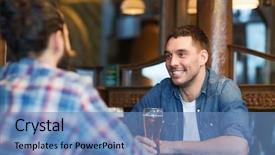  Presentation with beer bar pub tap counter - PPT layouts having two guy - people men leisure friendship background and a teal colored foreground