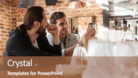  Presentation with fried egg close up view - Beautiful PPT layouts featuring two guy - side view of happy friends backdrop and a  colored foreground