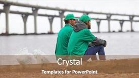  Presentation with water pool in river cave - Slides having two guys in greenpeace uniform background and a coral colored foreground