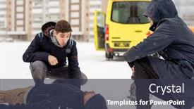  Presentation with ambulance - Theme enhanced with two-guys-sitting-on-squats background and a tawny brown colored foreground