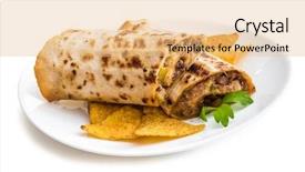  Presentation with breakfast burrito - Colorful presentation enhanced with two half of burrito backdrop and a coral colored foreground