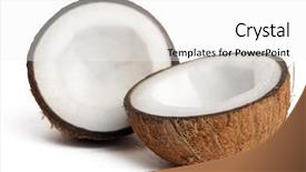  Presentation with green shadow - Theme consisting of two halfs of coconut isolated background and a white colored foreground