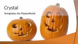  Presentation with halloween pumpkins thanksgiving day - Presentation theme with two halloween pumpkins isolated on white background background and a white colored foreground
