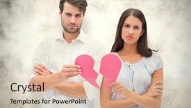  Presentation with broken heart - Presentation theme enhanced with two halves of broken heart background and a soft green colored foreground