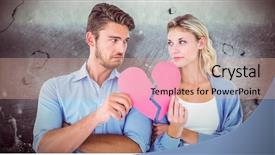  Presentation with broken heart - Cool new presentation design with two halves of broken heart backdrop and a coral colored foreground