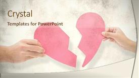  Presentation with broken heart - PPT layouts having two halves of broken heart background and a cream colored foreground