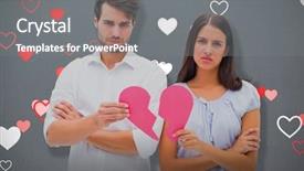  Presentation with animation - Colorful presentation theme enhanced with two halves of broken heart backdrop and a gray colored foreground