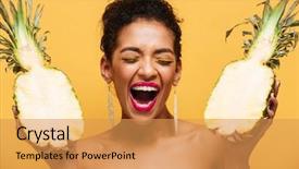  Presentation with happy birthday for adult boys - Beautiful presentation theme featuring two halves of fresh appetizing backdrop and a yellow colored foreground