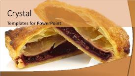  Presentation with dutch - Amazing slide deck having two halves of traditional dutch filled pastry with cherry jam visible on a white background backdrop and a gold colored foreground